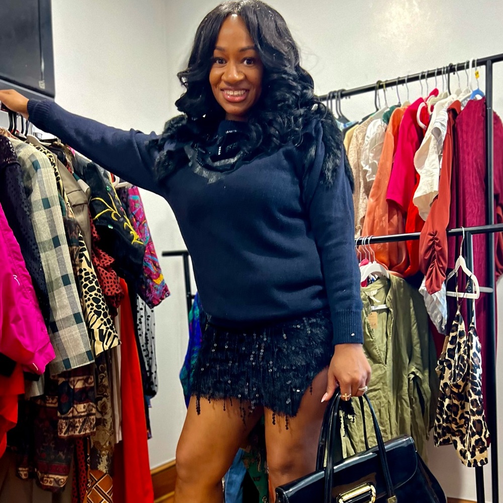 Black Vintage Fux Spree International sweater